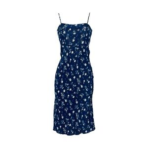 Realisation Par Navy Blue Floral Midi Amelia Dress